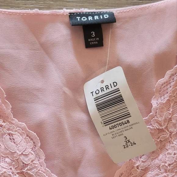 Torrid Babydoll Clip Floral Long Sleeve Shirt Size 3 3X 22-24 NWT - Picture 3 of 4